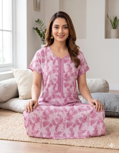 Image of Nighty| Nighty for Women Stylish| Alpine Nighty for Women| Night Gown for Women Stylish| Sleek A-Line Silhouette| Breathable Alpine Fabric|