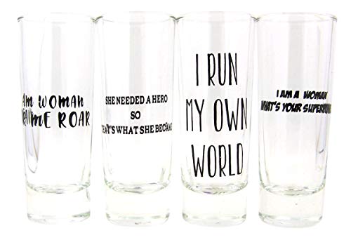 Myxx Women Empowerment Clear Shot Glasses, Set of 4