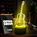 Guitar 3D Lamp Night Light Table Desk Lamps, MONICA 7 Color Changing Touch Lights with Acrylic Flat & ABS Base & USB Charger