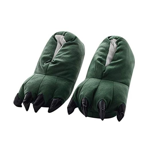 DEBAIJIA Zapatos Zapatillas Adulto Niño Garras de Animal Traje de Disfraz Pata para Carnaval Halloween de Felpa Suave Algodón Slippers Unisex de Otono Invierno Espesar Calido Verde EU17-32