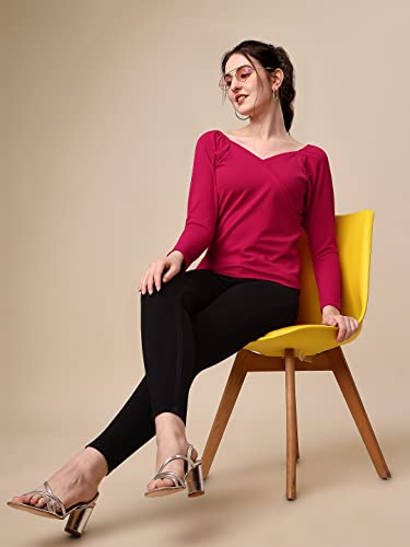 Image of Sheetal Associates Women's Solid Regular Fit Polyester Long Sleeve Classy Casual Top