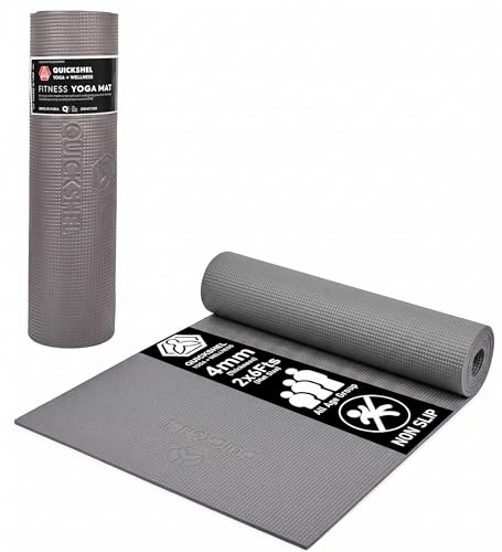 Image of Yoga mats Exercise Mat Anti-Skid Water /Dirt Proof Lightweight easy to Carry gym workouts for men women children (2Fts x 6Fts) (4mm Thickness) (GREY)