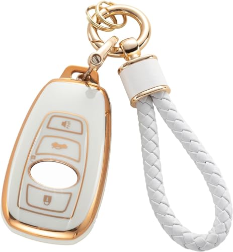 Key Fob Cover for Subaru with Keychain, Soft TPU Key Case Fit for Ascent BRZ Crosstrek Forester Impreza Legacy Outback WRX STI Smart Key