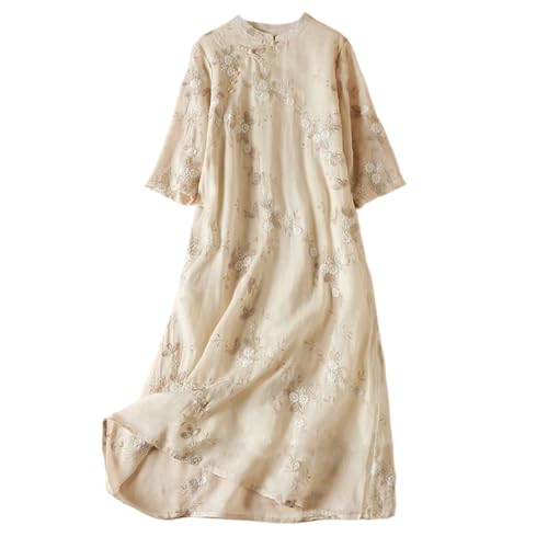 Robe style chinois vintage coton lin contre la chaleur