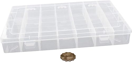 Vista 26 de Bettomshin Caja de almacenamiento de componentes de PP de 6.69 x 3.94 x 0.91 pulgadas, organizador de plástico, contenedor ajustable, 15 rejillas