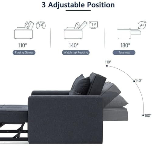 Image of FURNY Tressa 2 Seater Fabric Easy Pull-Out Sofa Cum Bed (Dark Blue) Premium Velvet Finish | Durable Comfort | Ideal for Living Room, Bedroom