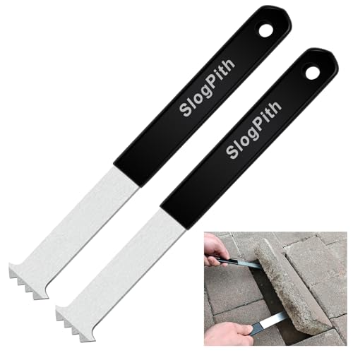 Paver Removal Tool 2 Pcs Paver Puller Tool With Double Joint Scraper Micro-Tooth Groove And Non-Slip Rubber Handle Paver Extractor Tool For For Garden Lawn Patio Brick Block & Paver Replacement