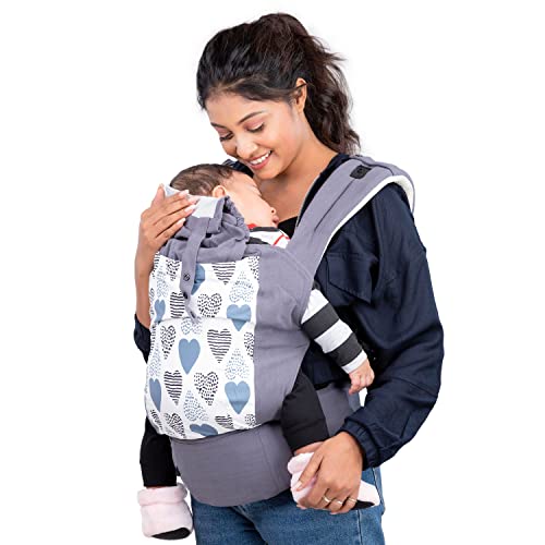 LuvLap Adore New Born Baby Carrier With 2 Carry Positions, For 4 To 24 Months Baby, Max Weight Up To 18 Kgs (Grey)
