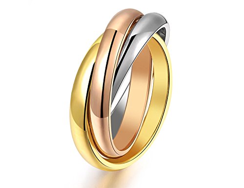 Asma Jewel HouseAsma Stainless Steel Tricolor Engagement/Promise Ring for Women