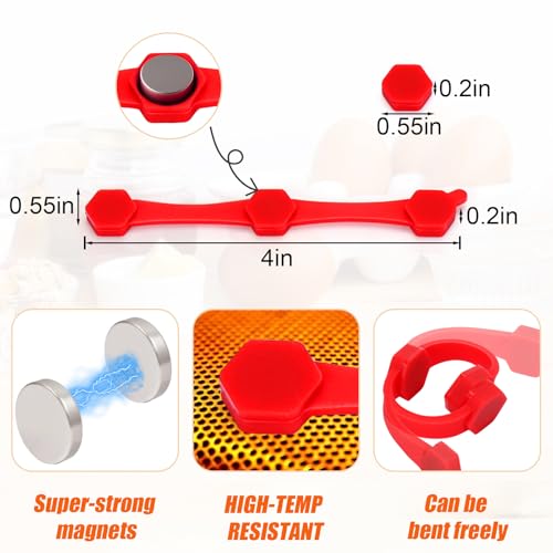 Image of 12PCS Air Fryer Magnets Silicone Buckle for Parchment Paper Liners, High-Temp Resistant Air Fryer Accessories, Prevent Burning, Safely Lock Paper from Heating Element or Covering Food (Red)