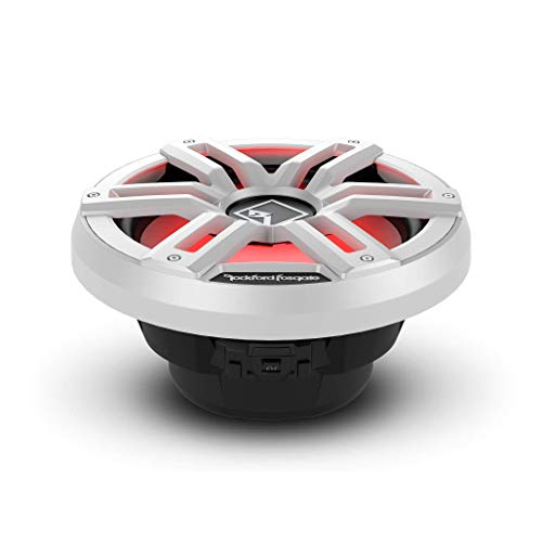 Image of Rockford Fosgate M2D4-12I Color Optix 12 inch DVC 4-Ohm Infinite Baffle Multicolor LED Lighted Marine Subwoofer - White /Stainless