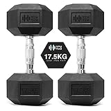 You vs You Hex Dumbbells Weights Pair for Home Exercise | 17.5kg Set of 2 Hexagonal Weight Rubber Encased for Home Fitness Gym Workouts Training Muscle Building & Conditioning | Unisex | Strength Fit