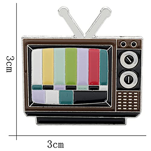 Image of SaiDian 3Pcs TV Pin Multicolor 90'S Fashion Retro Rainbow Bars Brooch Enamel Lapel Badge