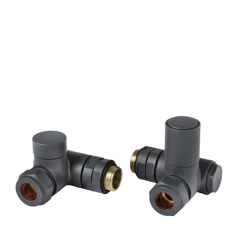 Milano Anthracite Manual Dual Fuel Corner Heated Towel Rail Radiator Valves