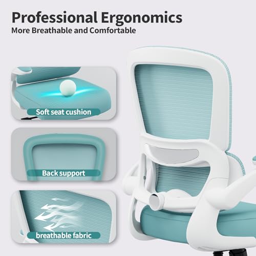 Image of TRALT Office Chair - Ergonomic Desk Chair with Adjustable Lumbar Support, Mesh Computer Chair, Executive Chair for Home Office Comfortable Lumbar Support (1, Mint Green)