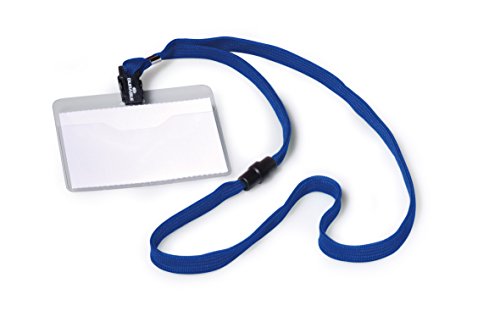 Durable 813907 Portanome con cordoncino in tessuto, aperto, chiusura di sicurezza, 60x90 mm, blu, confezione da 10 pezzi