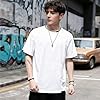 KENAIJING Men's Short Sleeve T-Shirt Cotton Crewneck Patchwork Summer Casual Harajuku Sportswear (White, S) #4
