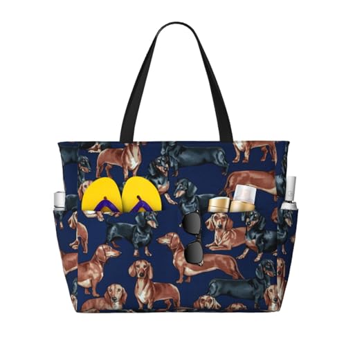 Sac de plage chiot Teckel grand sac fourre-tout contre le manque de place en vacances