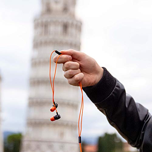 Image of LUDOS Clamor Wired Earbuds in-Ear Headphones, 5 Years Warranty, Earphones with Microphone, Noise Isolating Ear Buds, Memory Foam for iPhone, Samsung, School Students, Kids, Women, Small Ears - Orange