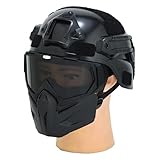 Tactical Airsoft Helmet with Detachable Goggles and Full Face Mask: Military Grade Gear for Paintball and Airsoft (AH=GrayLens)