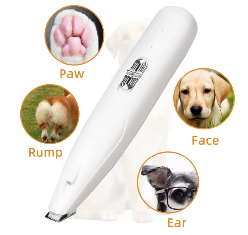 Electric Dog Paw Fur Trimmer Cordless Ear Hair Clipper Small Cats Mini Dogs Clippers Light Up Puppy Grooming Clippers 2 Speeds Rechargeable Cat Trimmer Quiet Grooming With Uv Light #TOP2