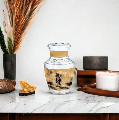 Image of Cowboy Urn for Human Ashes - Small Funeral Cremation Urn for Adult Women (3 Inch, Pack of 4)