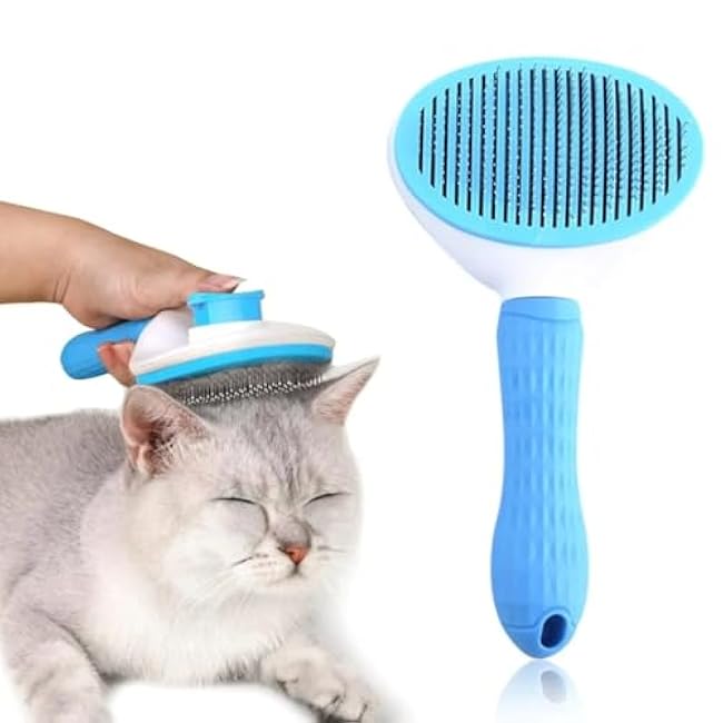 Cat grooming brush for shedding¨C self grooming brush Cats & Dogs ¨C All skin friendly with soft rubber also on handle, short hair grooming brushes-w5IdKtBg