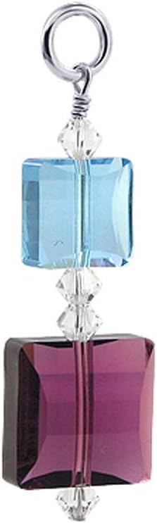 Gem Avenue 925 Sterling Silver Pendant with Multi Square Austrian Crystal Blue and Purple