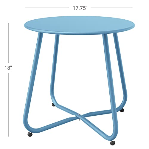 Grand Patio Steel Patio Side Table, Weather Resistant Outdoor Round End Table, Blue #TOP2