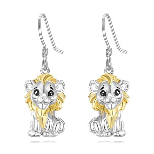 Boucles d'oreilles lion en argent sterling hypoallergénique contre irritations