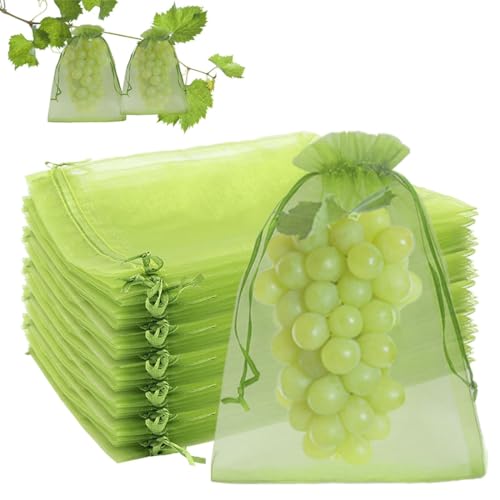 50 Piezas Bolsas para Uvas en Parra, 20 * 30 cm Bolsas Uvas Papel, Bolsa para Proteger Uvas, Bolsas Protectoras de Uvas, Organza Malla Protección Frutas,contra Avispas Pájaros y Otros Insectos