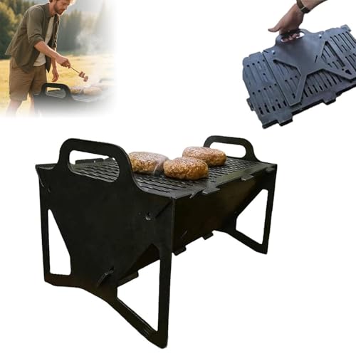 Grille de barbecue pliable en acier inoxydable pour camping, extérieur, petit feu de camp pliable pour voyage, barbecue Kabob (1 pièce)