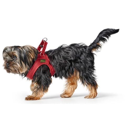 Hunter Hundegeschirr Love, Farbe: rot, weiches Rindsleder, atmungsaktive Mesh-Polsterung, Herz handgenäht, hoher Komfort, Made in Germany, Größe: XS-S