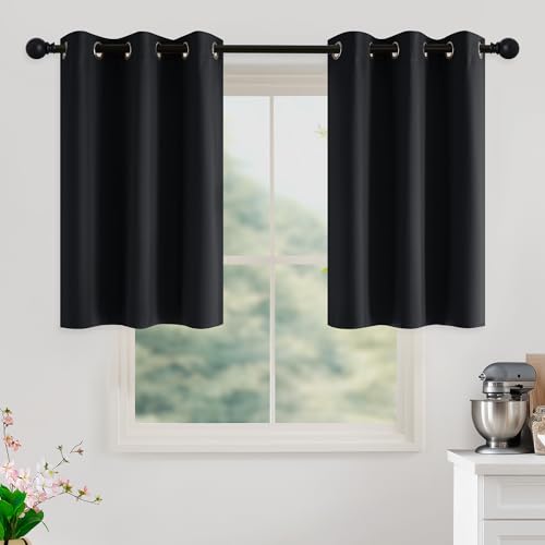 Image of NICETOWN 100% Black Out Curtains 36 Inches Long 2 Panels for Living Room, Bedroom, Office Thermal Insulated Blackout Drapes Solid Grommet Noise Reducing Window Curtains, W40