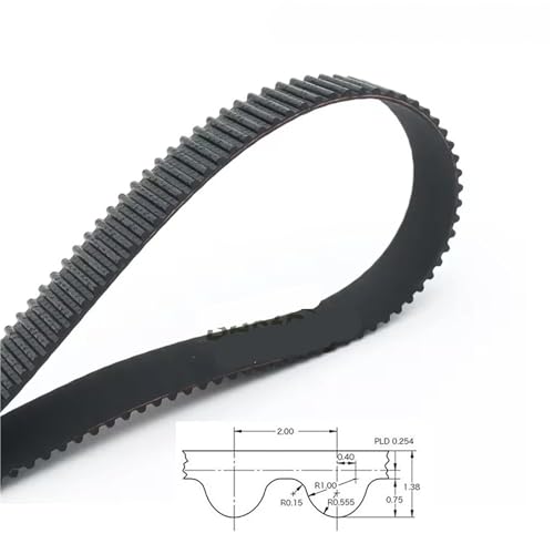 Courroie distribution 2GT caoutchouc pas 2mm largeur 5mm périmètre 350mm