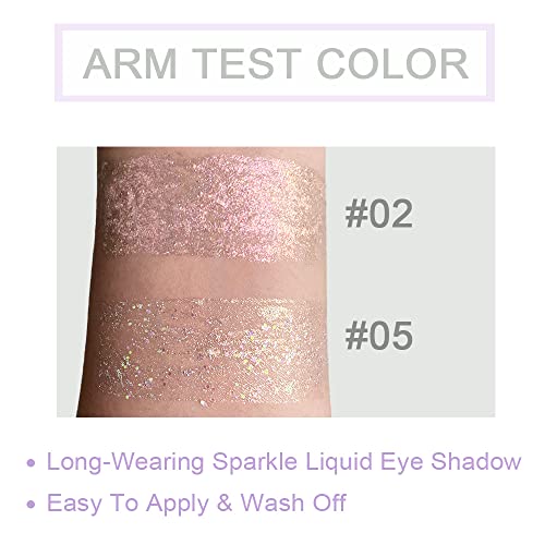 Image of SUAKE Liquid Sparkling Glitter Eye Shadow Sticks - Crystal Silver Golden Eyeshadow, Eyeliner, Eyelid Shimmer Highlight Makeup, sombra de para ojos,Waterproof Quick-Drying