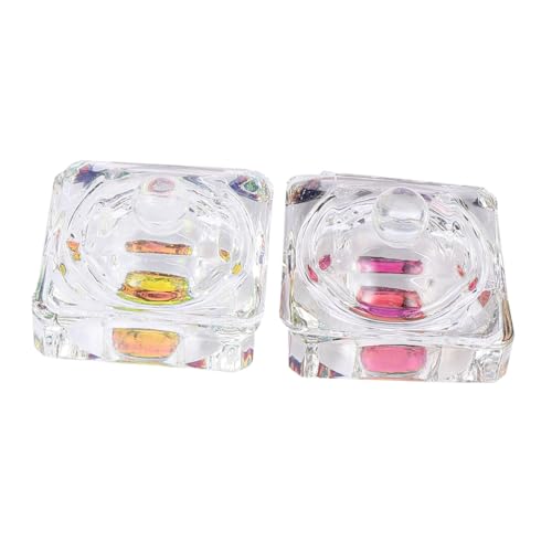 Beaupretty 2pcs Copa de Cristal para Uñas con Tapa miniatura 6