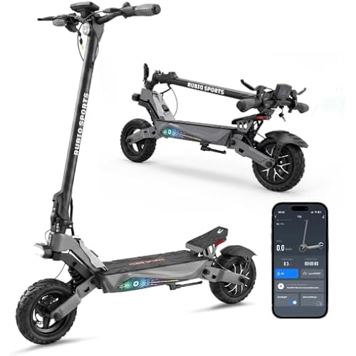 Fast Electric Scooter Adults, 1200W/5600W Off Road E Scooter, 35/50 Miles Long Range, 35/50 MPH Top Speed, 10/11" Tires, Foldable Kick Scooter for Adults and Teens with Dual Suspension