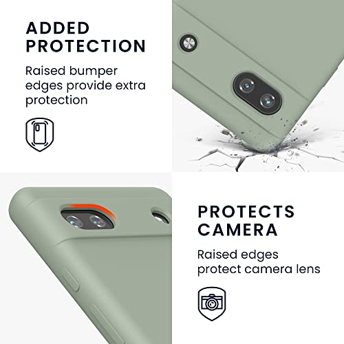 kwmobile Case Compatible with Google Pixel 6a Case - TPU Silicone Phone Cover with Soft Finish - Gray Green - Image 3
