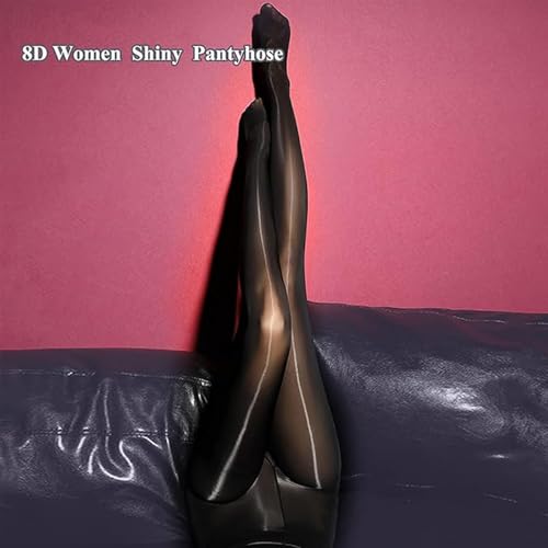 Image of Women's Oily Shiny Pantyhose Ultra Shimmery Sheer Tights 8D High Waist Gloss Pantyhose