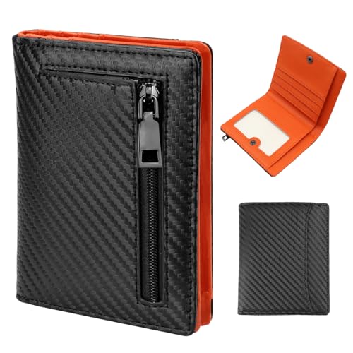 Portefeuille anti-RFID compact homme avec fenêtre ID et porte-monnaie