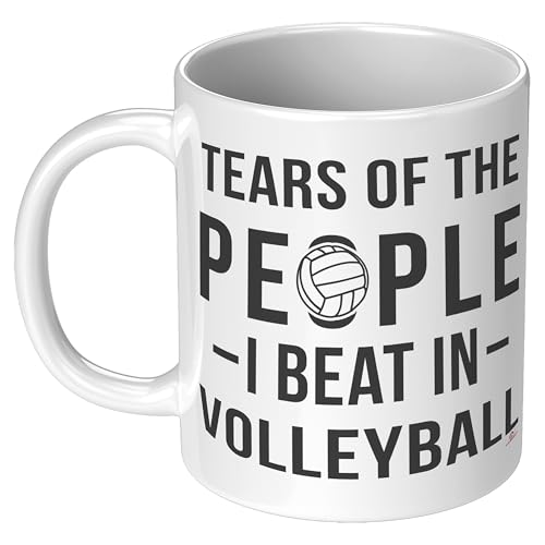 ODDITEES Funny Sports Mug Tears Of The People I Beat In VolleyBall 11oz White Coffee Cup