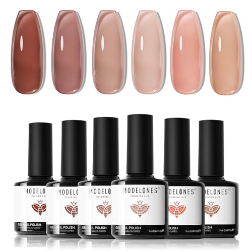 Image of modelones Gel Nail Polish Jelly Nude 6Colors Pink Brown Fall
