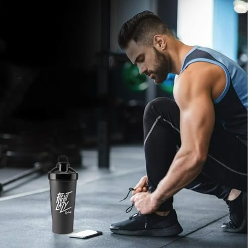 Image of Lifelong Gym Shaker Bottle and Skipping Rope For Boys and Girls. /Fitness And Strength Training Rope /Protein Shaker /Leakproof Shaker,(Pack Of 2) - Black