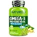 NATURELO Omega-3 Fish Oil Supplement - EPA DHA - 1100 mg Triglyceride Omega-3 per Gel - One A Day - Best for Heart, Eye, Brain, Joint Health - No Burps - Lemon Flavor - 120 Softgels | 4 Month Supply