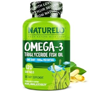 NATURELO Burpless Omega 3 Fish Oil Supplement – 1100mg Triglyceride Omega-3, EPA + DHA, Liquid Fish Oil for Heart, Eye, Brain, Joint Health – 120 Softgels, 4 Months Supply