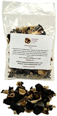 Dried Wood Ear Mushrooms - 1 Oz. Bag - Dehydrated Edible Gourmet Auricularia Polytricha Fungi - Also Called Woodear, Tree Ear or Cloud Ear