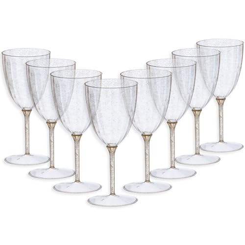 Decorline Générique Decor 8 VERRES À VIN LUXE 200ML - PAILLETÉ OR