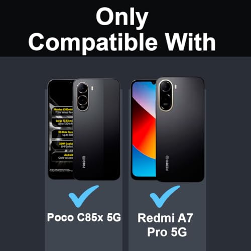 Image of Fashionury Shockproof Crystar Clear Back Case Cover for Mi Redmi A7 Pro 5G / Poco C85X 5G | Transparent Back Case | Raised Bumps for Camera & Screen Protection