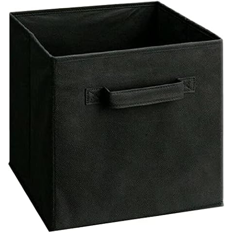 Foldable Square Canvas Storage Box Collapsible Folding Box Fabric Shelf Inserts Cubes For Toys & House Hold Accessories (Extra Large 35x35x35 cm, Black) Cover